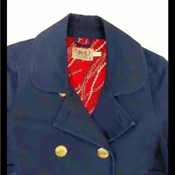 Juicy Couture Cropped Jacket Blue with bows and gold buttons size Medium - Picture 3 of 5